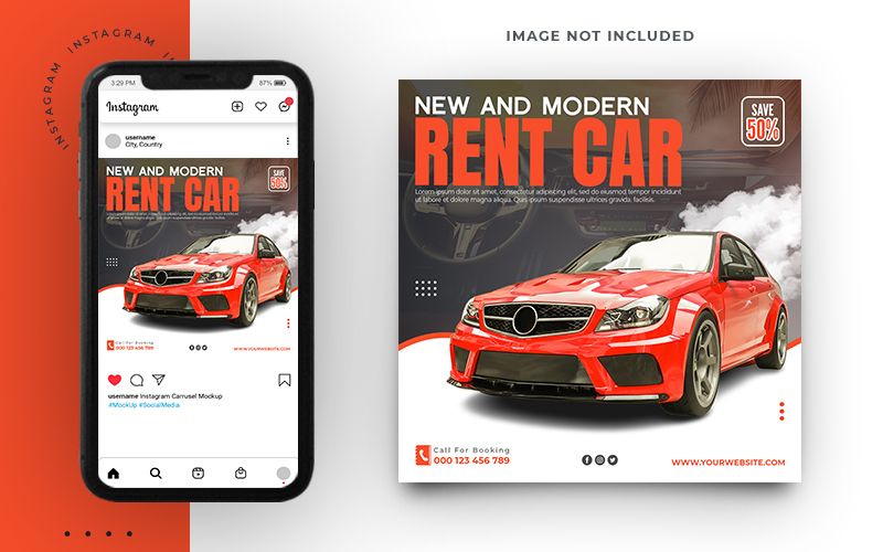 Rent Car Instagram Post And Web Banner Template Social Media