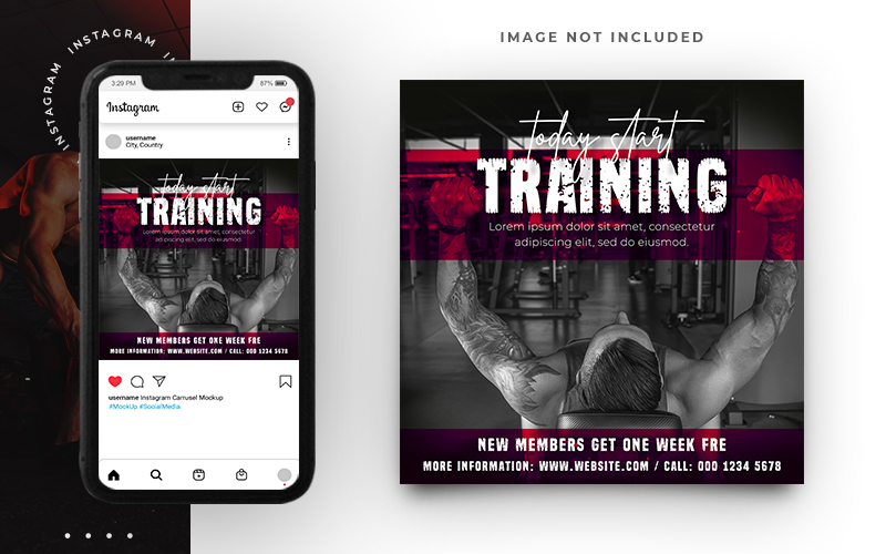 Fitness Flyer And Gym Post Template Design Social Media