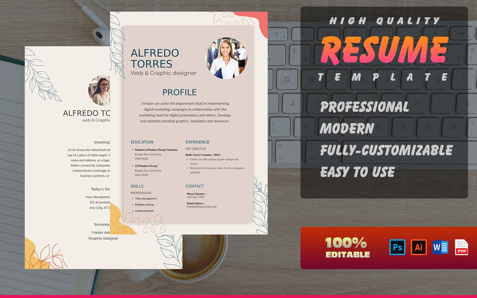 Resume / CV | Professional | Modern | High quality | 100% Editable 4