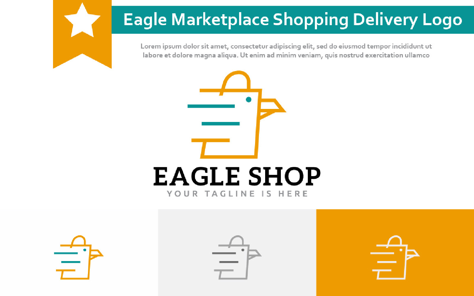Eagle Bird Shop Marketplace Shopping Bag Monoline Fast Delivery Logo