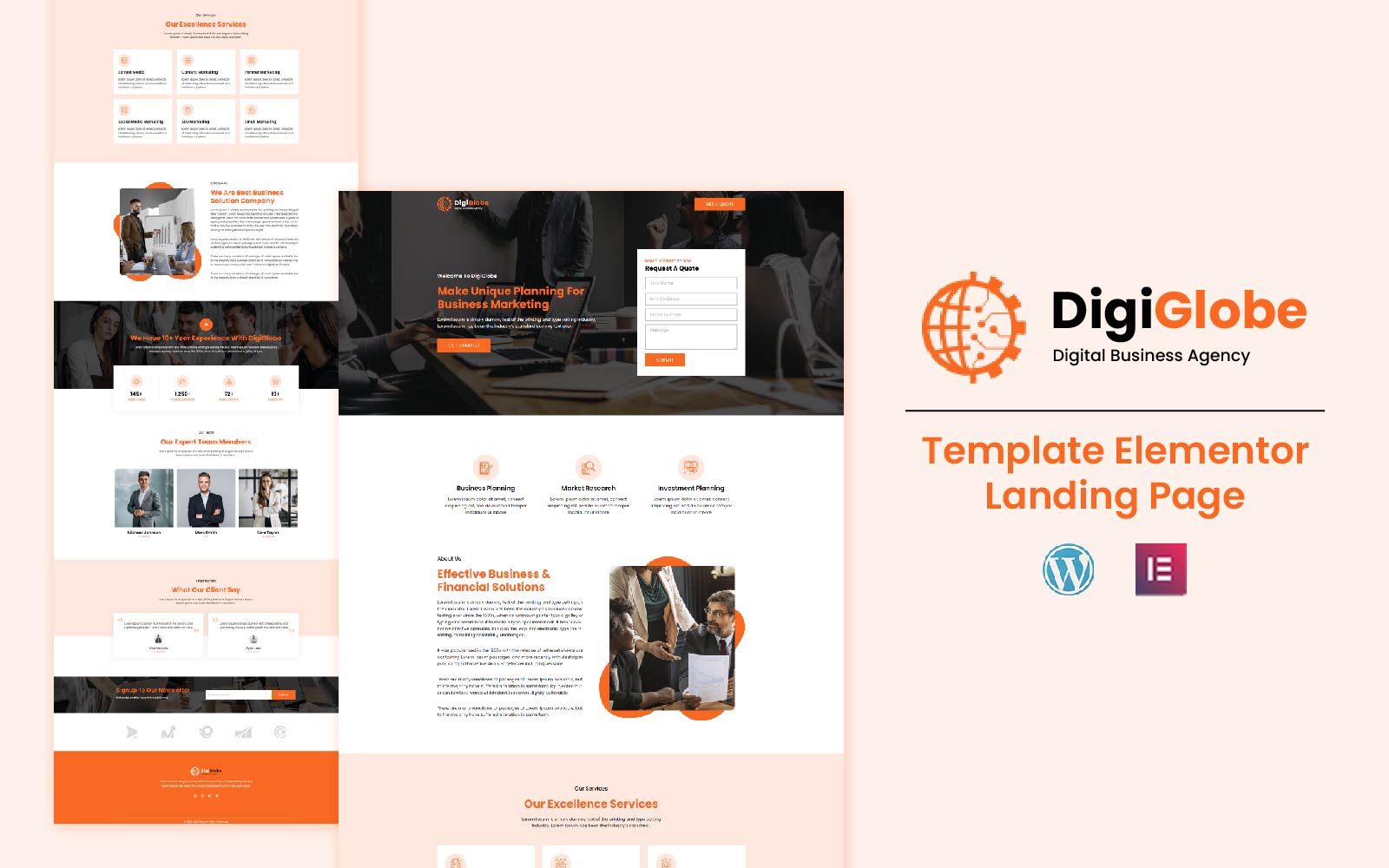 DigiGlobe - Digital Business Services Elementor Template Landing Page