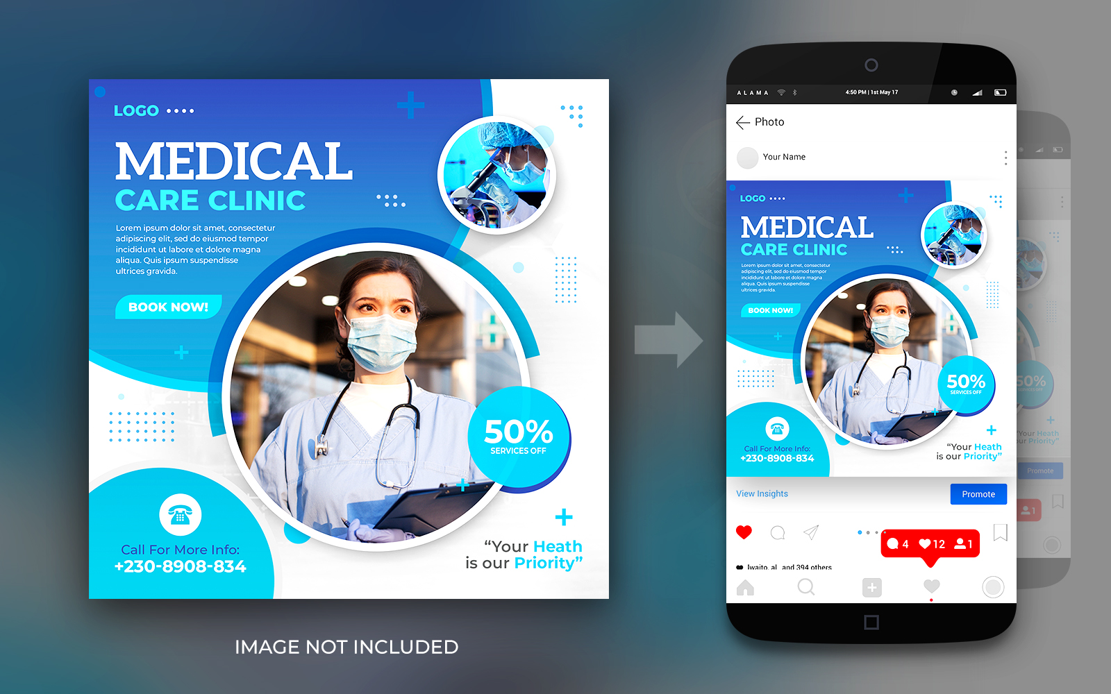 Medical Care Clinic Healthcare Social Media Or Instagram Post Banner Flyer Ads Design Template