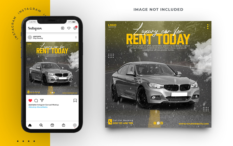 Rental Car Instagram Social Media Promotion Post Template