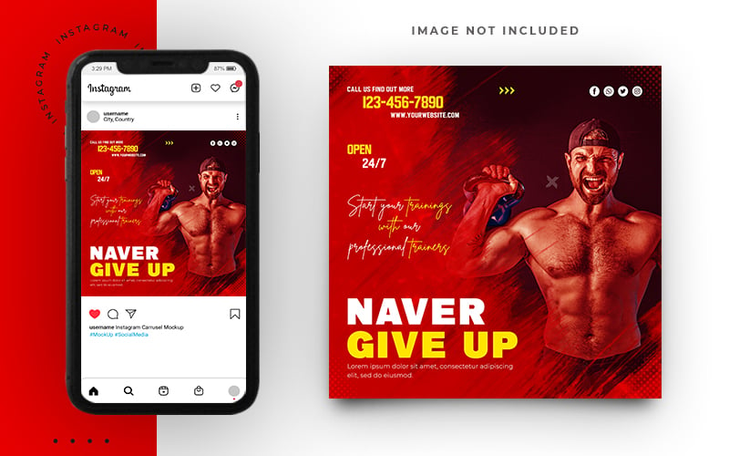 Gym And  Fitness Post And Web Banner Template For Social Media
