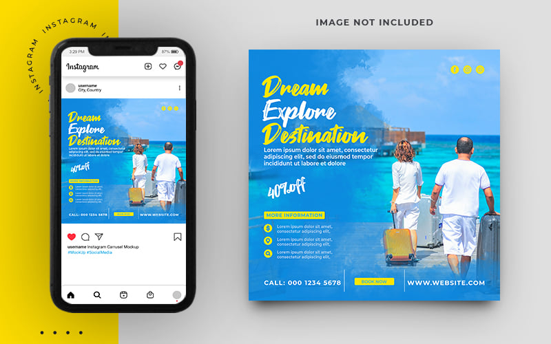 Travel Instagram Post Banner For Social Media Template