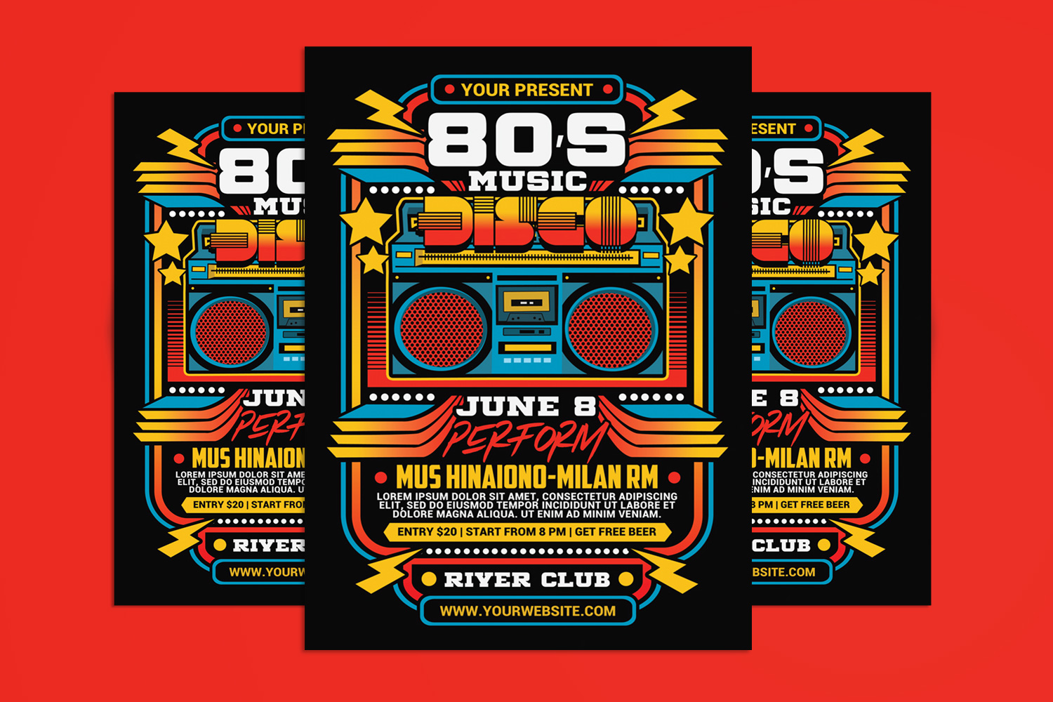 80's Retro Disco Party Flyer