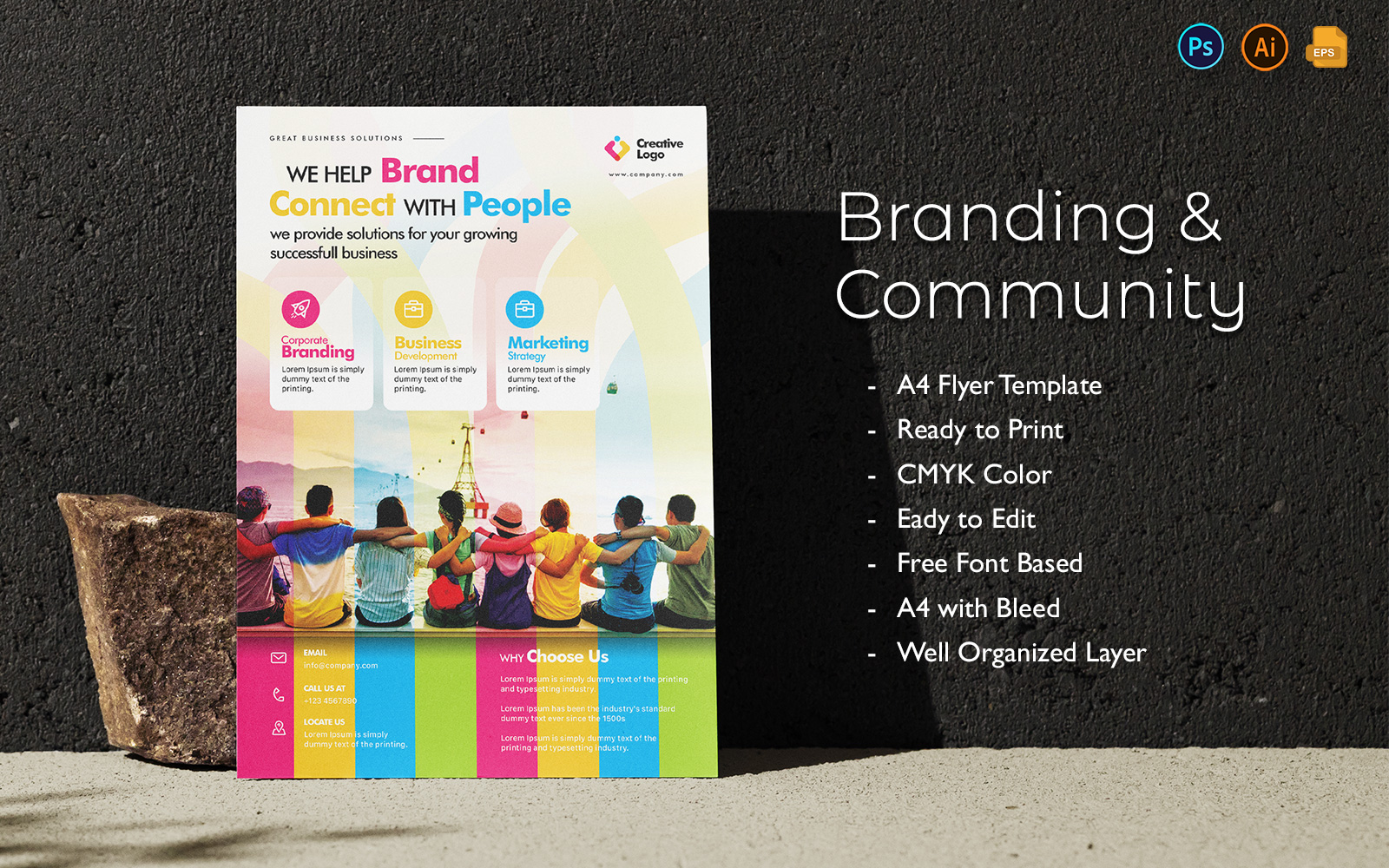 Brand Connect With People Flyer Print and Social Media Template