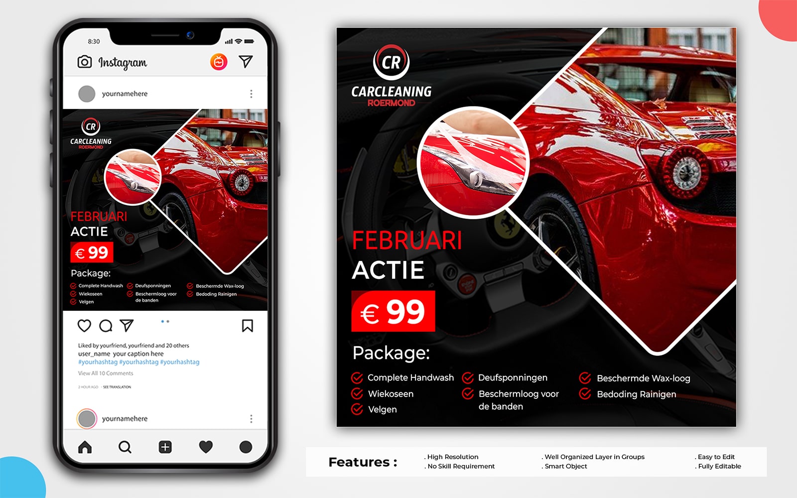 Creative Car Washing Service Social Media Post template