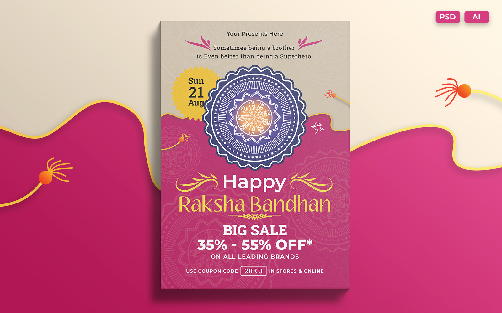 Raksha Bandhan Flyer Print and Social Media Template