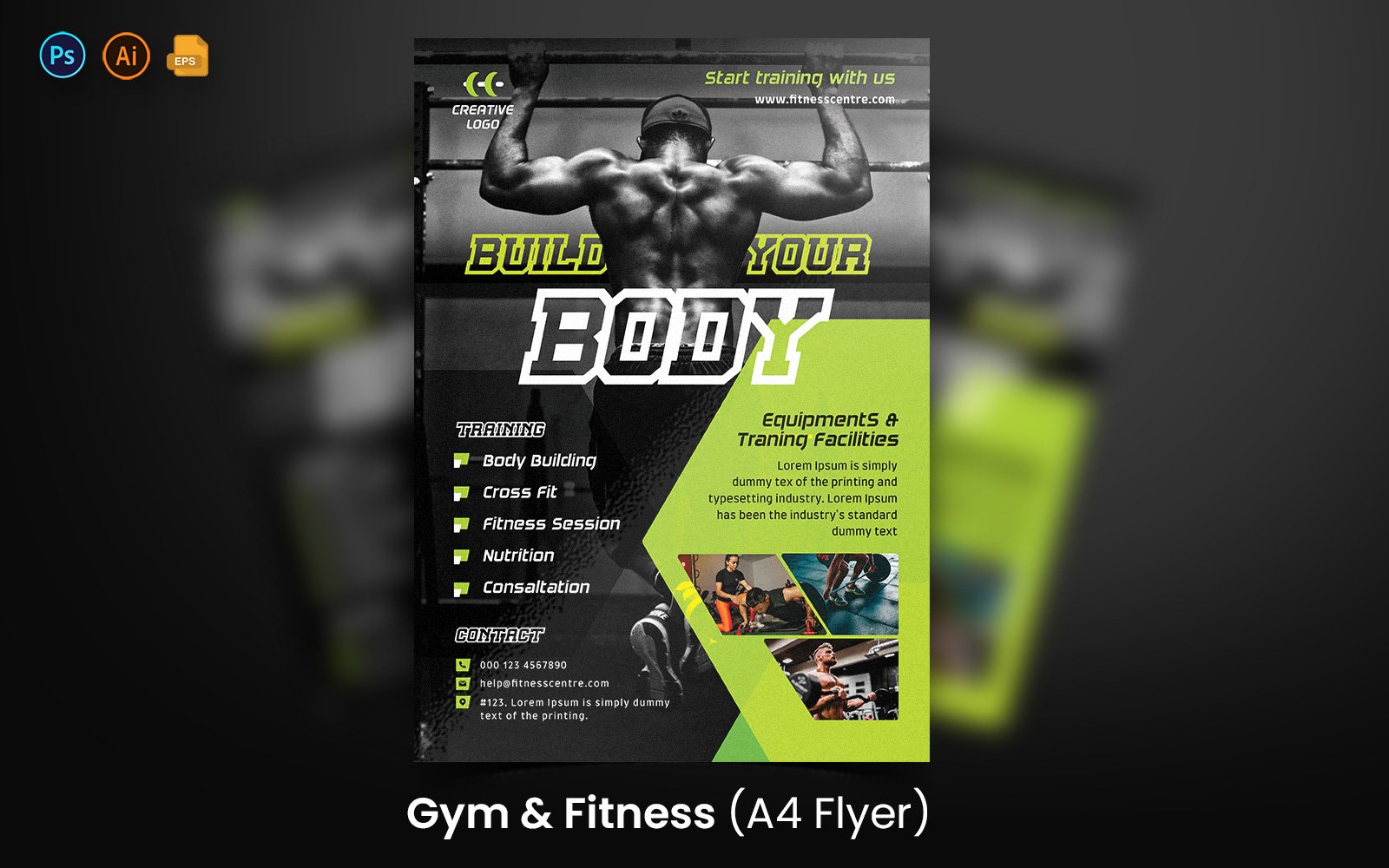 Gym and Fitness Flyer Print and Social Media Template