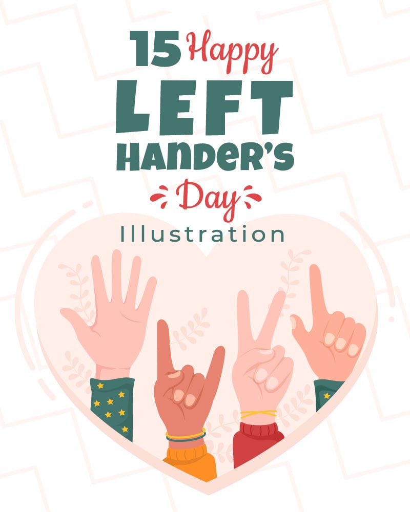 15 Left Handers Day Celebration Illustration