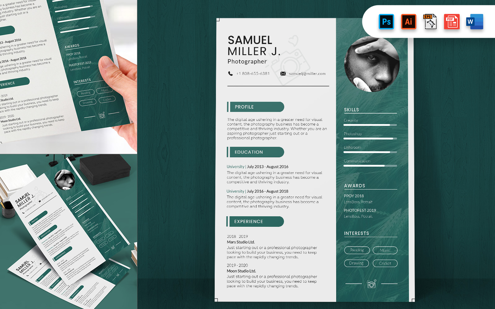 Photographer CV Resume Print Template