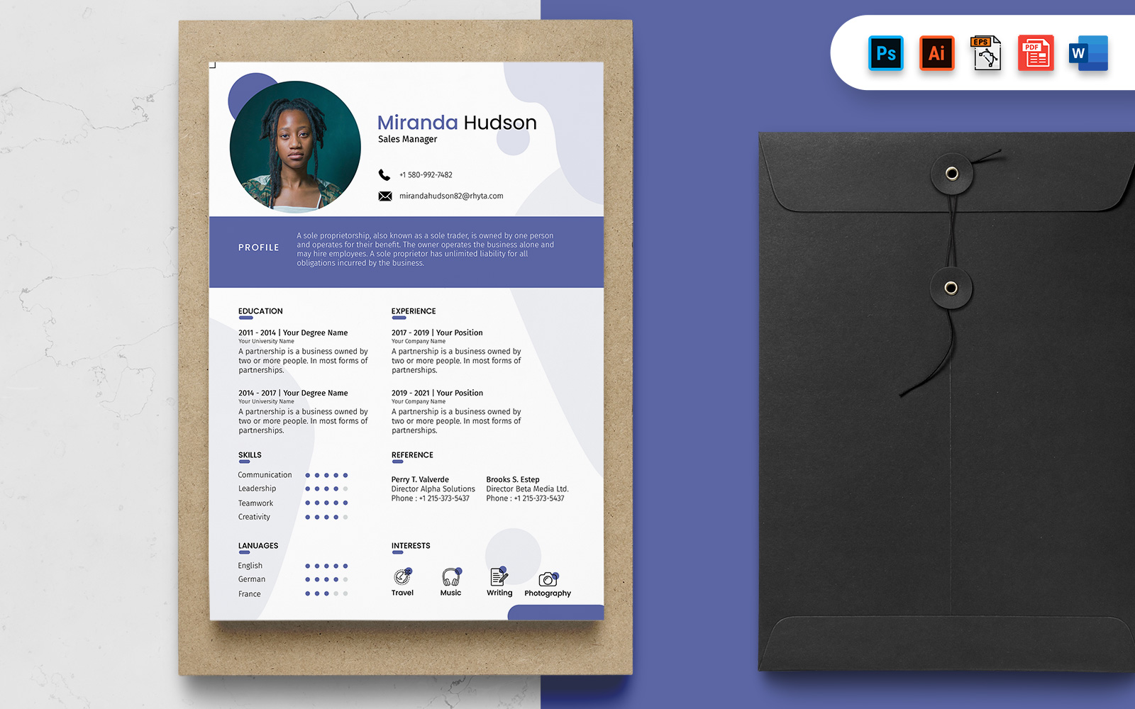 Marketing Manager CV Resume Print Template