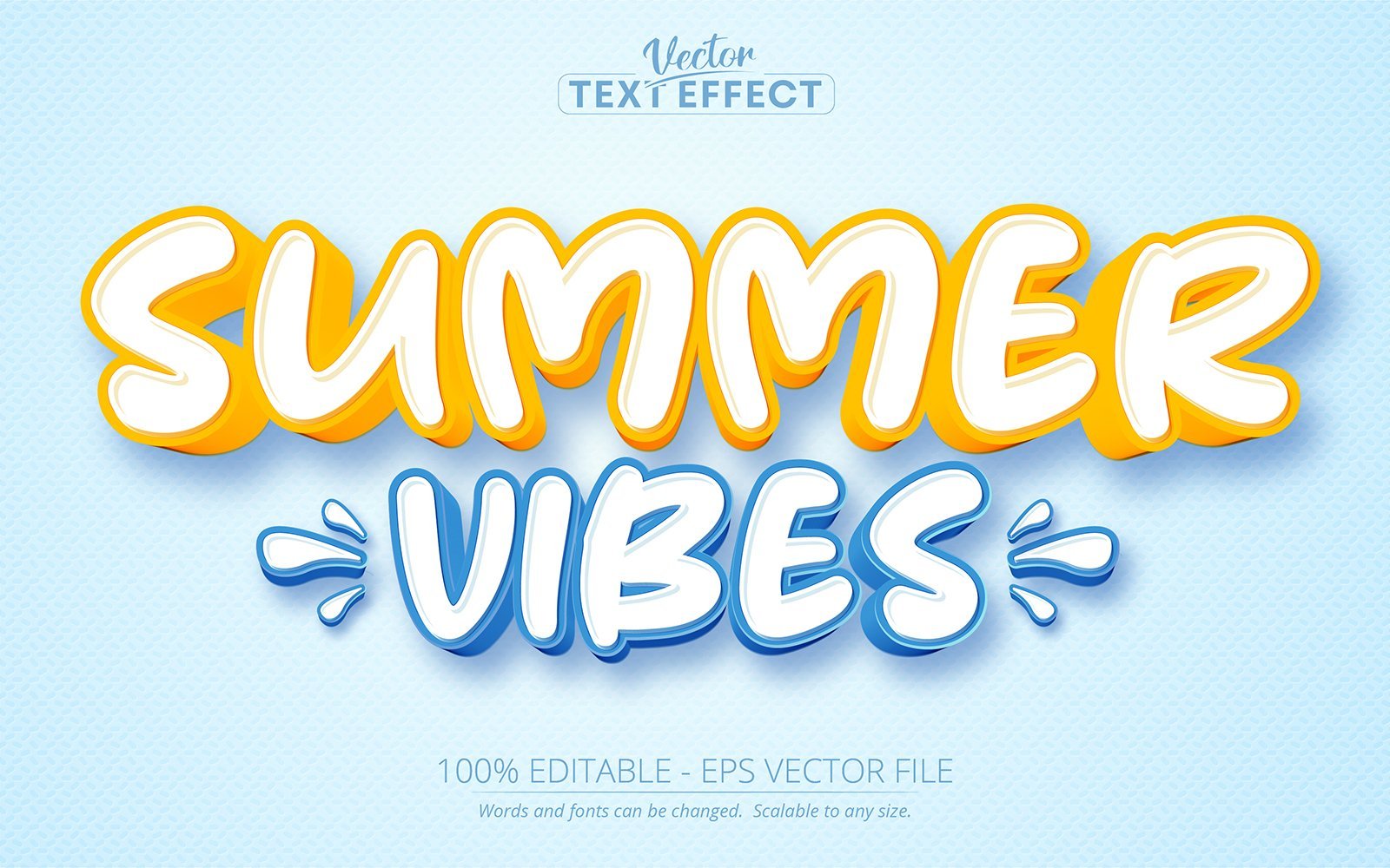 Summer Vibes - Editable Text Effect, Cartoon Yellow And Blue Color Text Style, Graphics Illustration