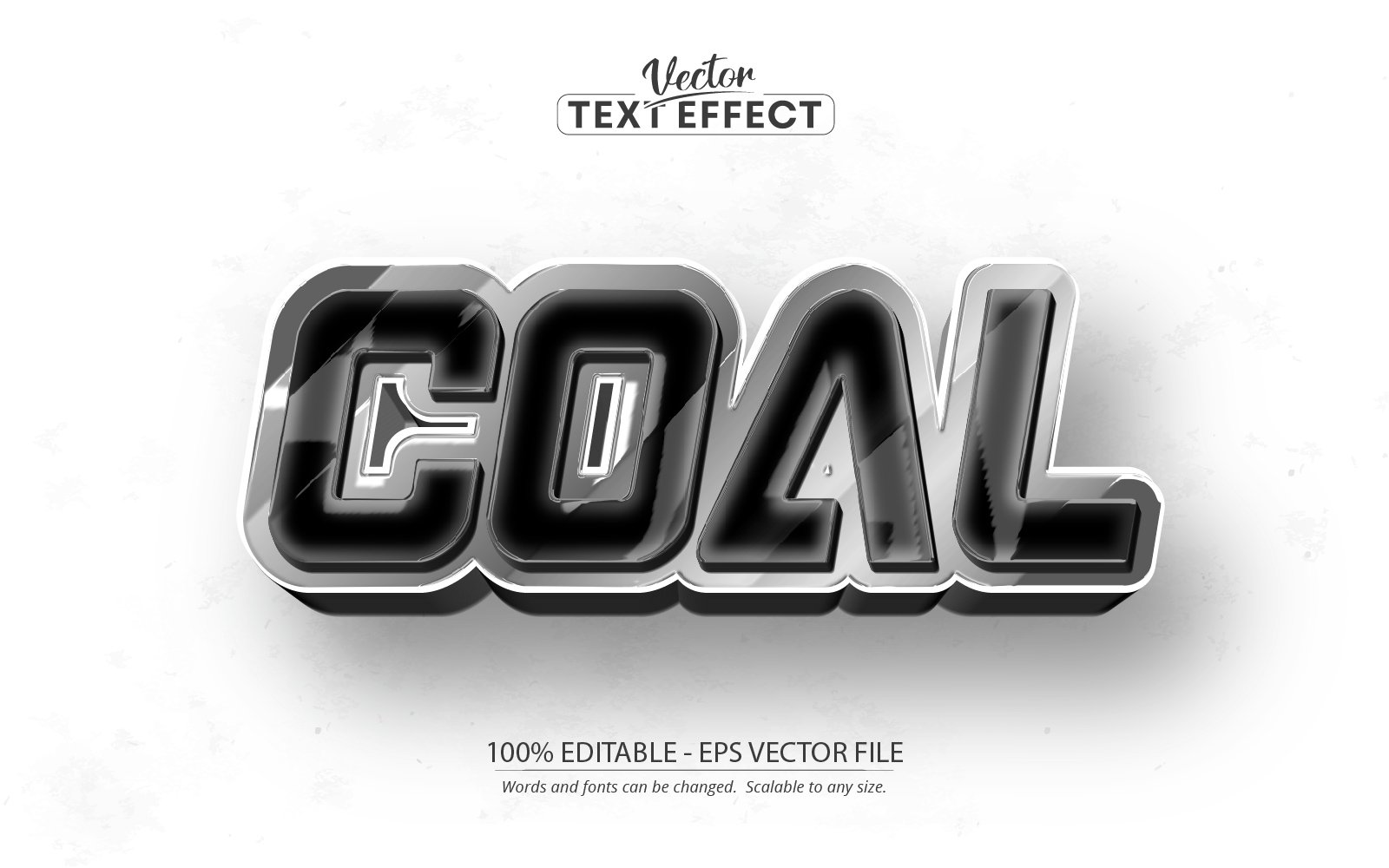 Coal - Editable Text Effect, Shiny Metallic And Silver Text Style, Graphics Illustration