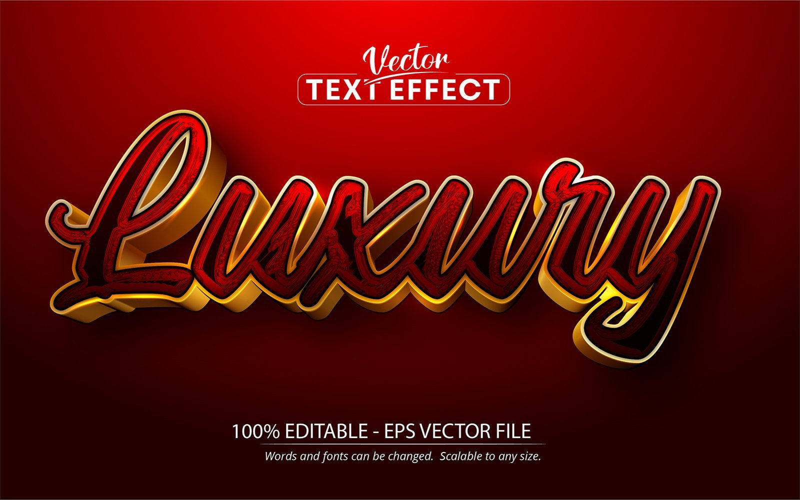 Luxury - Editable Text Effect, Shiny Gold And Red Text Style, Graphics Illustration