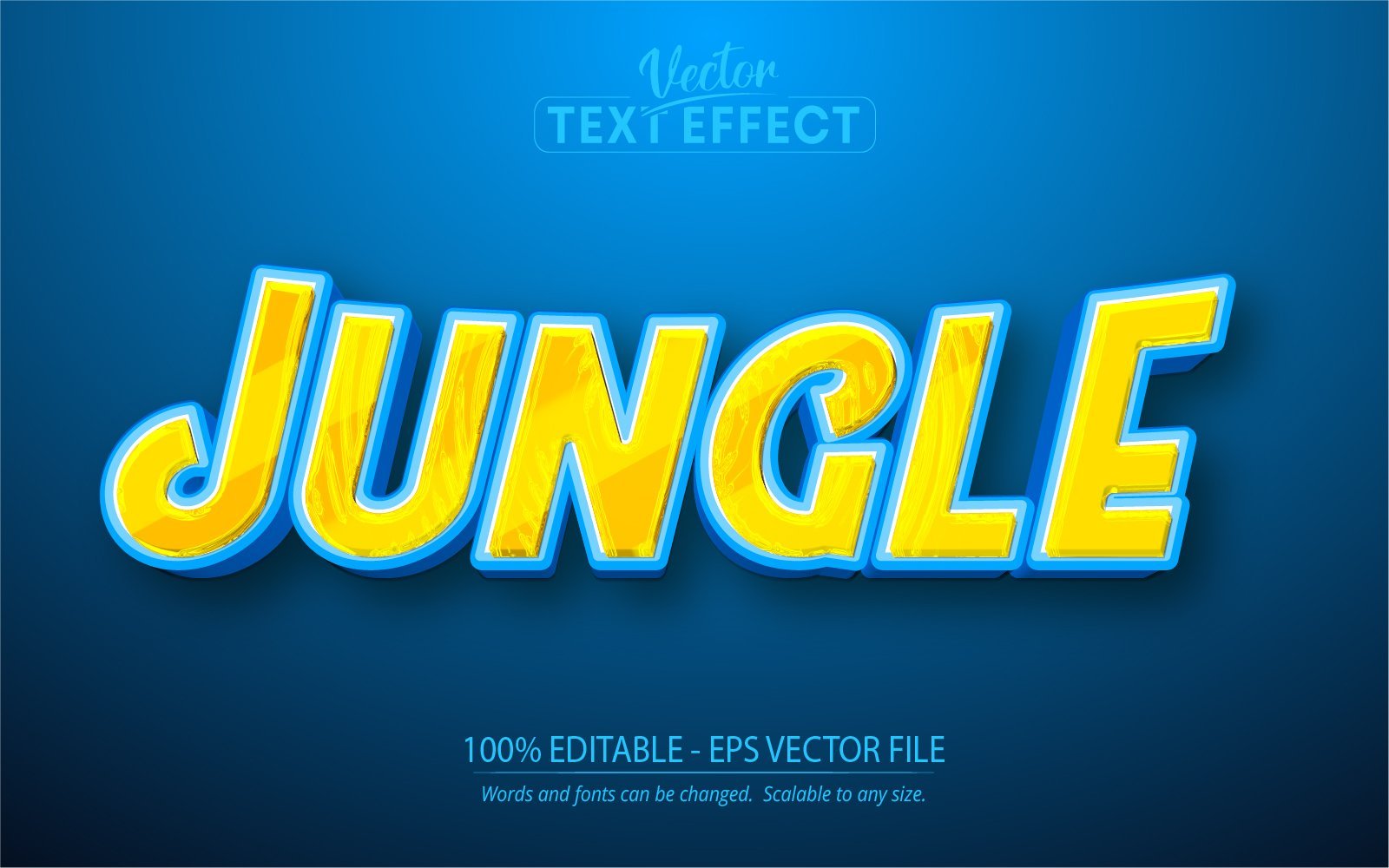 Jungle - Editable Text Effect, Yellow And Blue Cartoon Text Style, Graphics Illustration