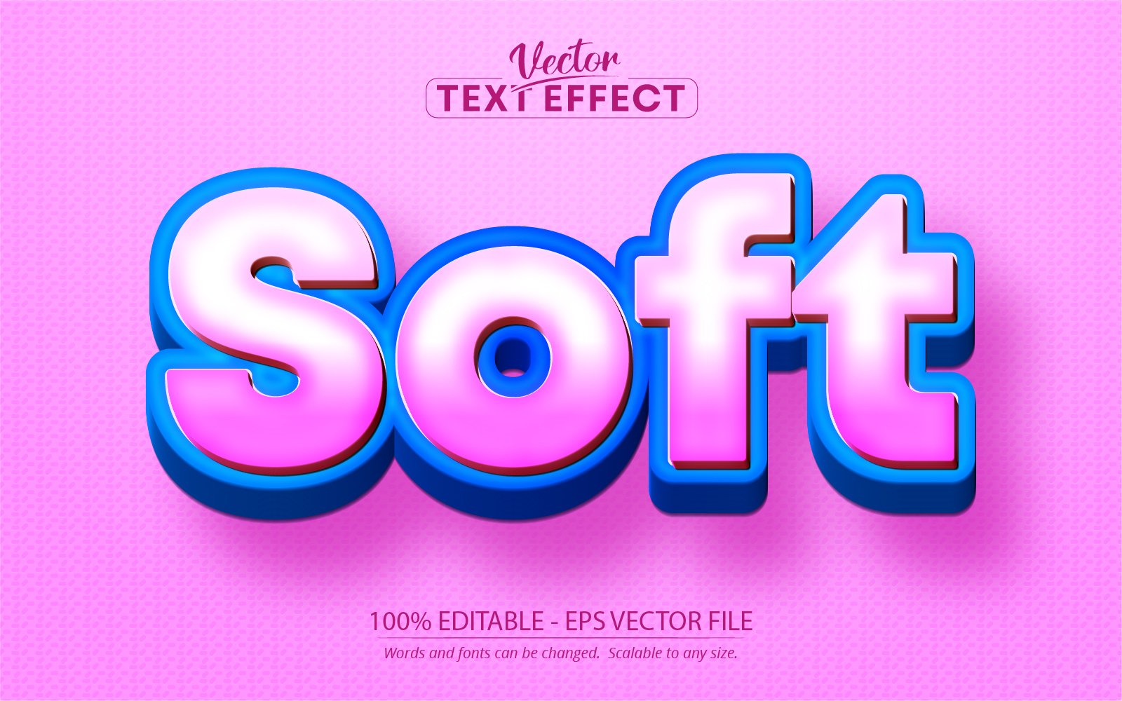 Soft - Editable Text Effect, Pink And Blue Cartoon Text Style, Graphics Illustration