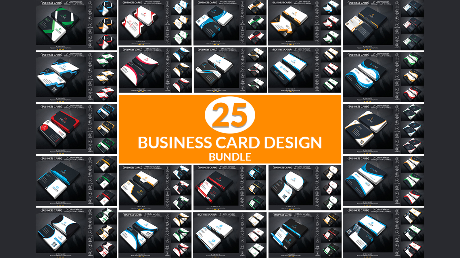 Business Card Design Template Bundle, 25 Business Card Template