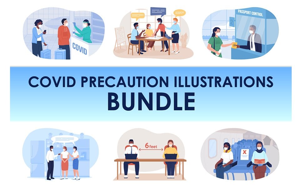 Covid Precaution Illustrations Bundle