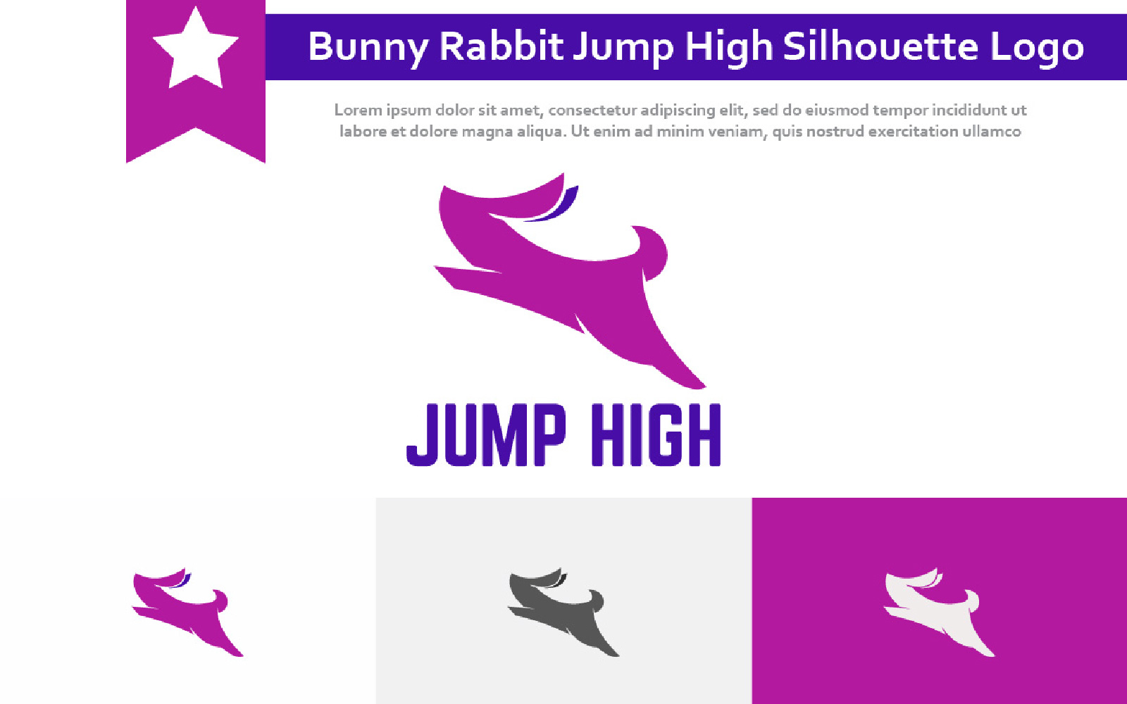 Bunny Rabbit Hare Run Jump High Silhouette Logo