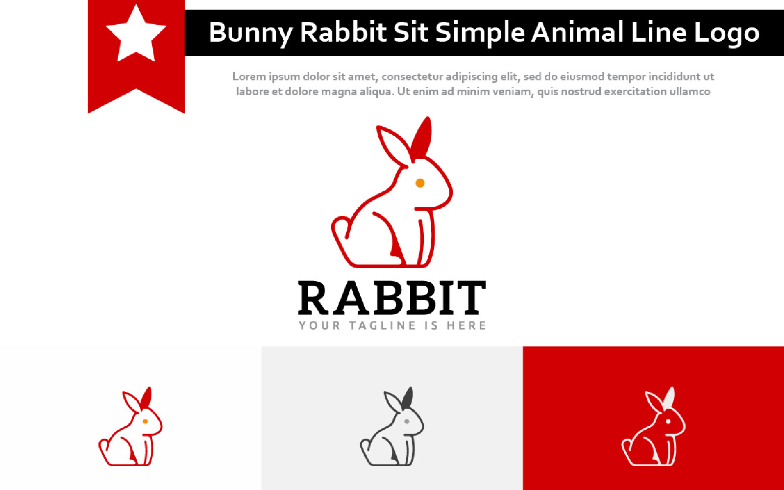 Bunny Rabbit Sit Simple Animal Line Logo