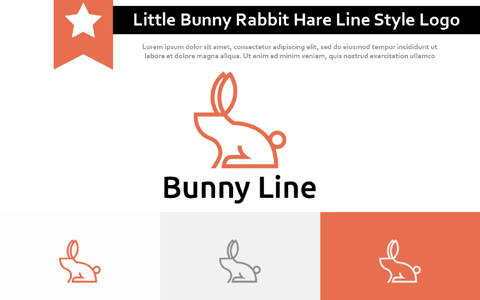 Little Bunny Rabbit Hare Simple Line Style Logo