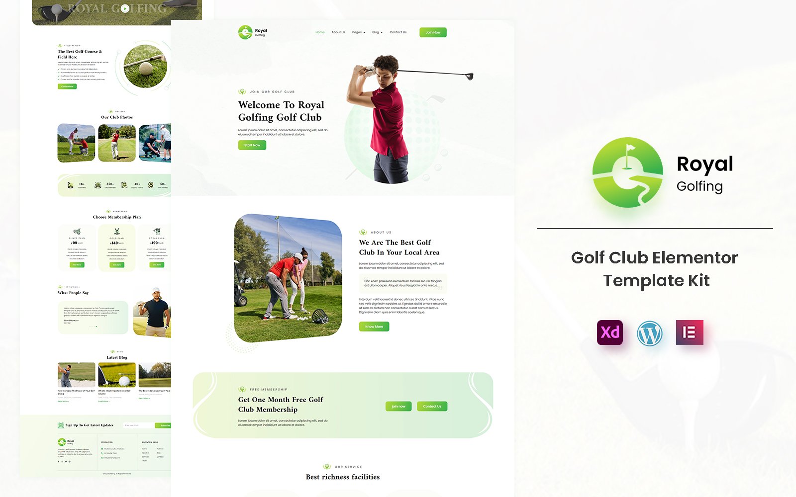 Royal Golfing - Golf Club Ready to Use Elementor Template Kit