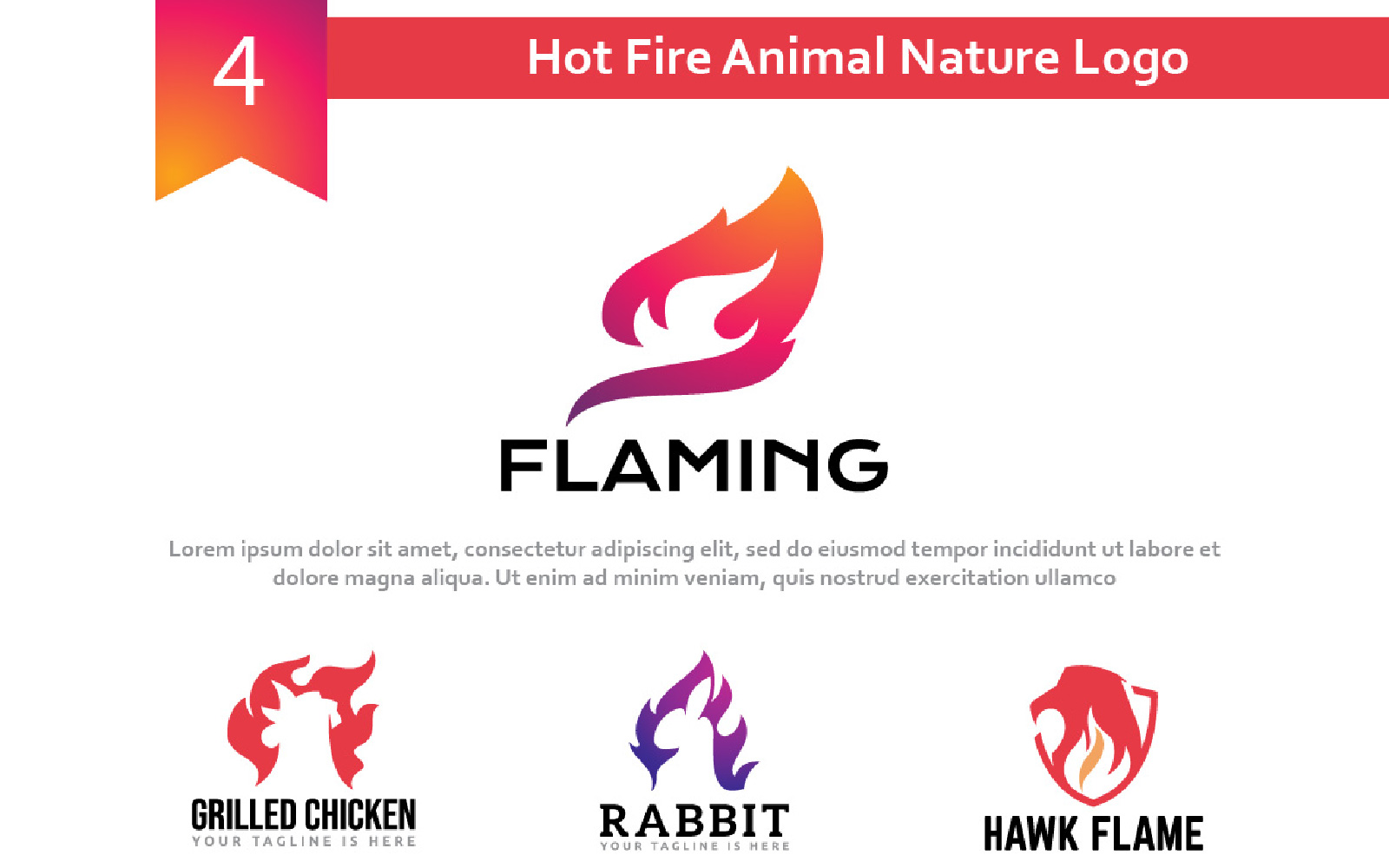 4 Hot Fire Animal Nature Logo