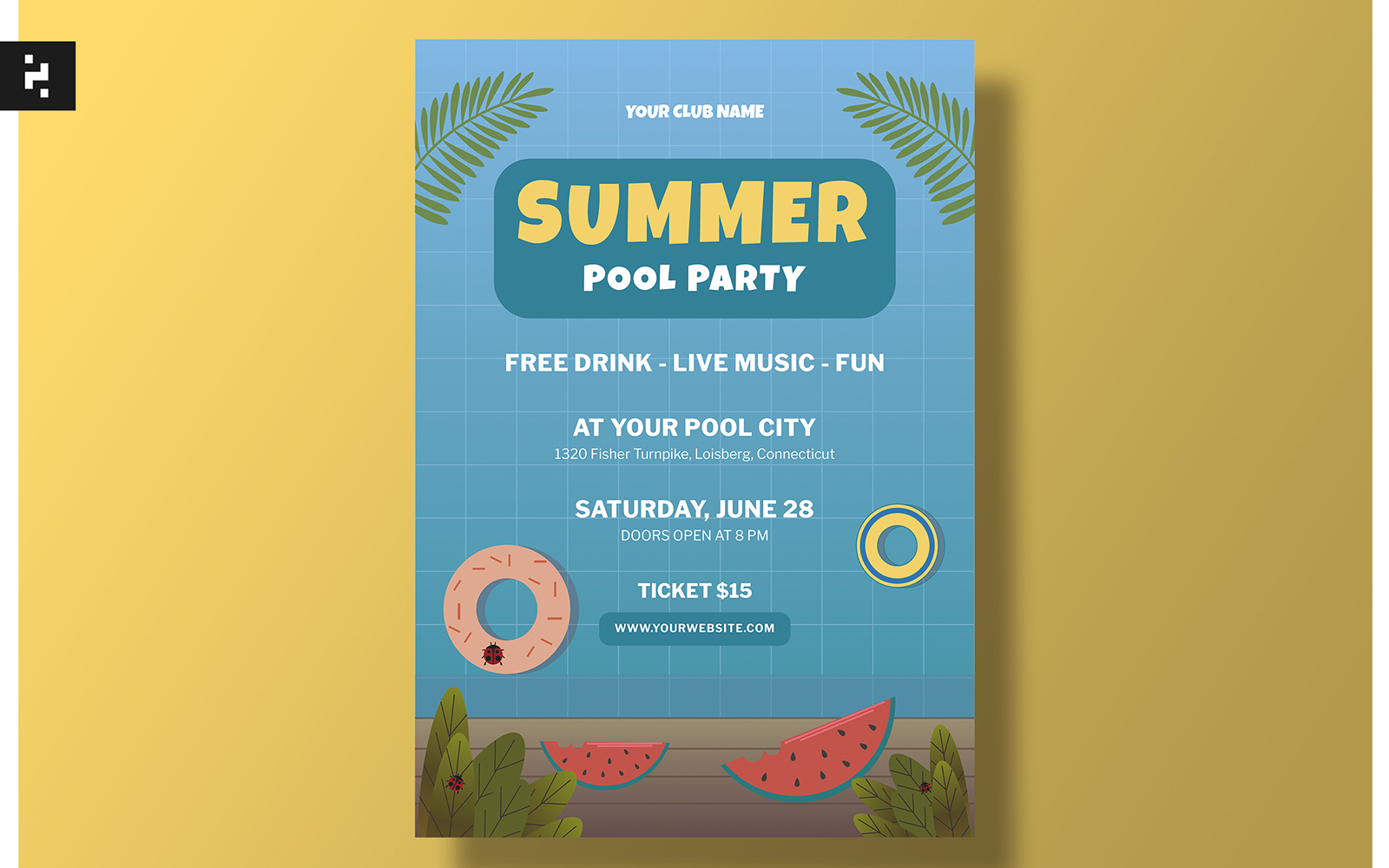 Summer Pool Party Flyer Kit Template