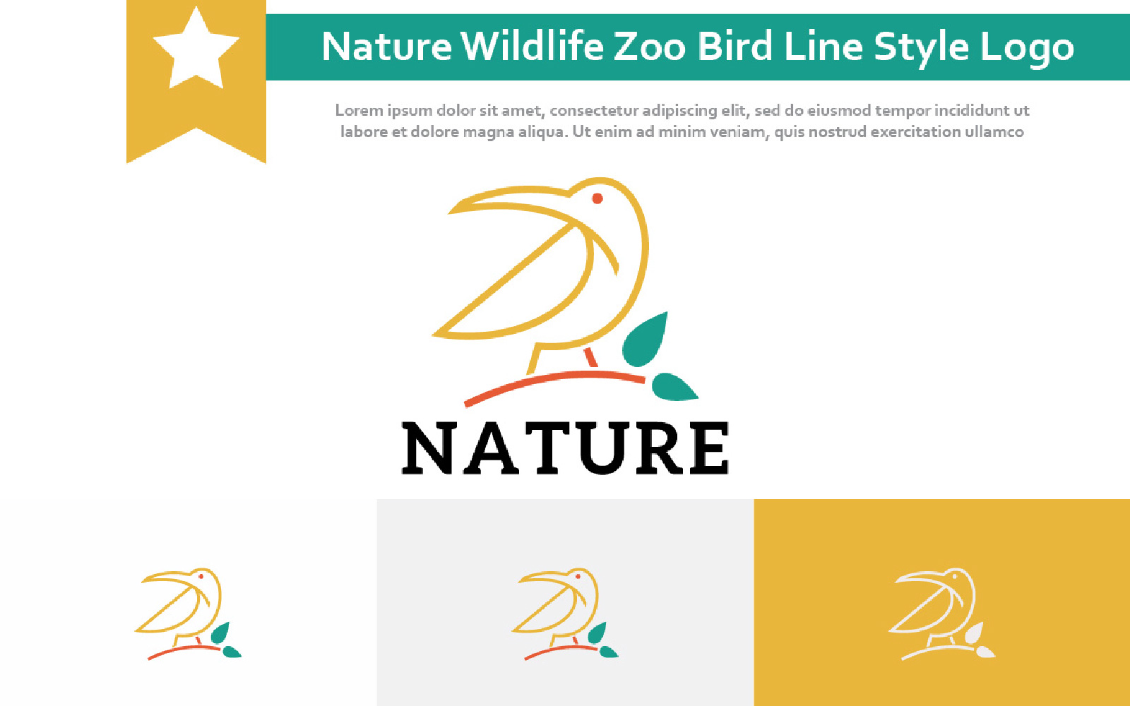 Nature Wildlife Zoo Bird Simple Line Style Logo