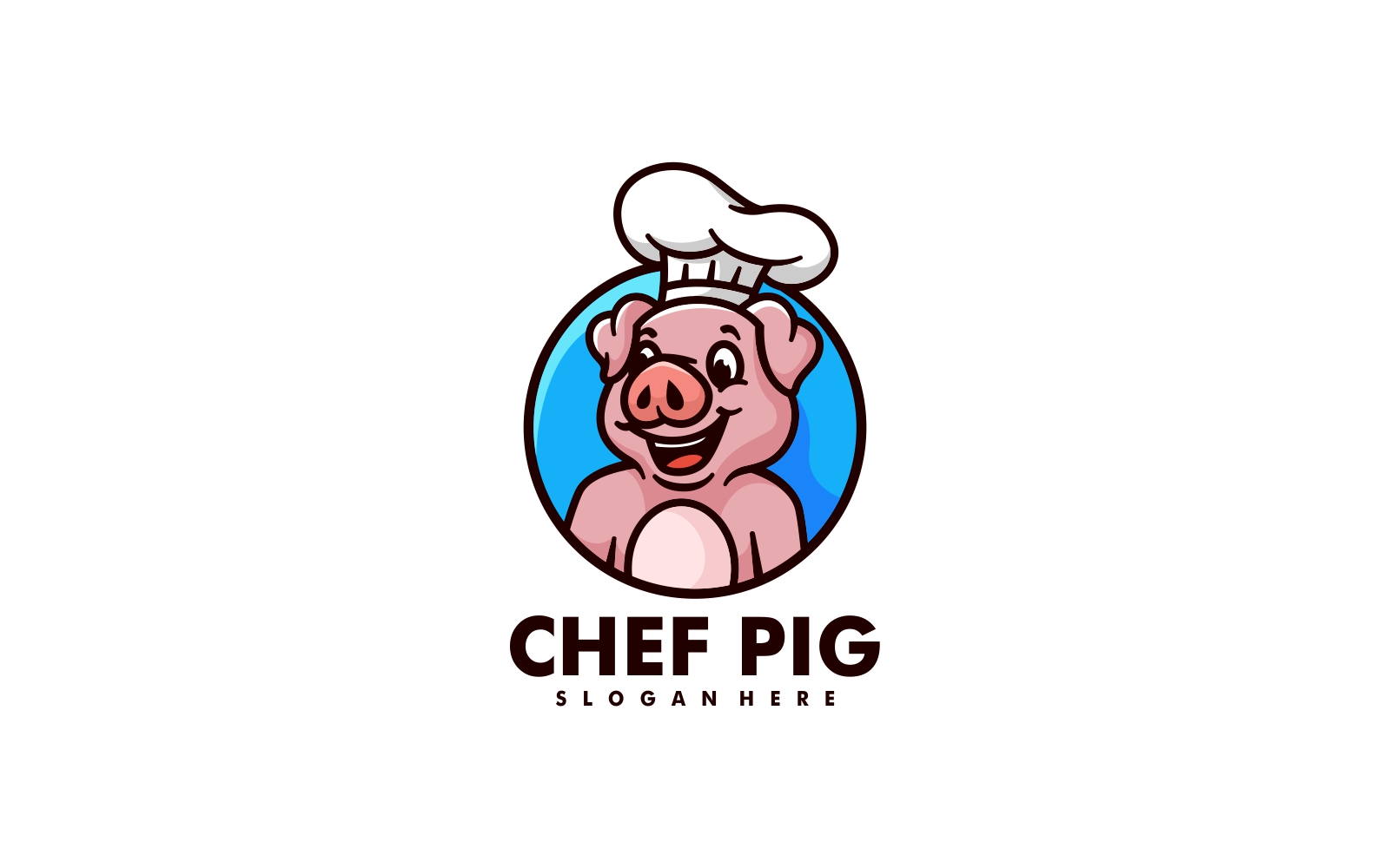 Chef Pig Mascot Cartoon Logo Style