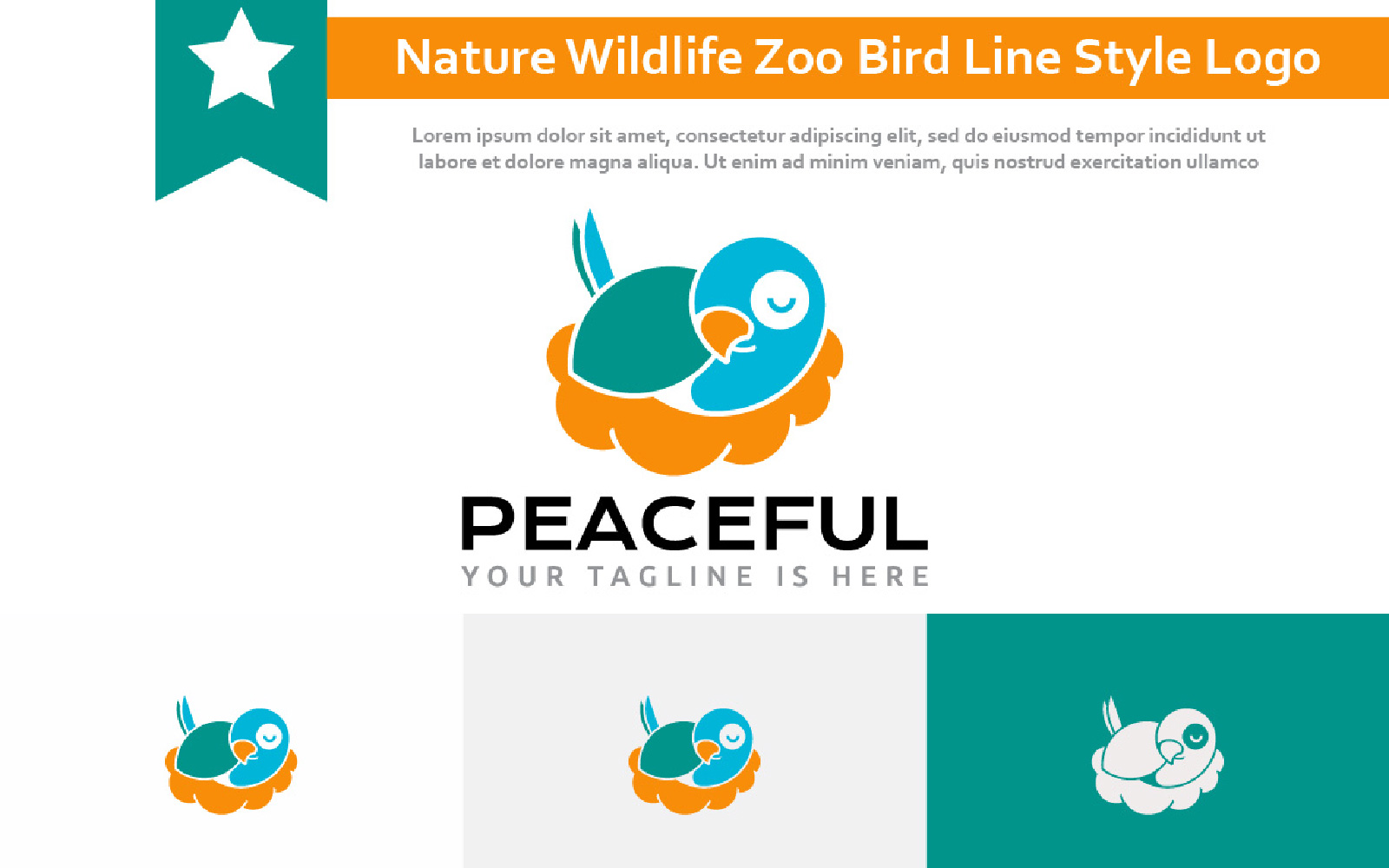 Peaceful Nature Bird Sleeping on Nest Animal Logo