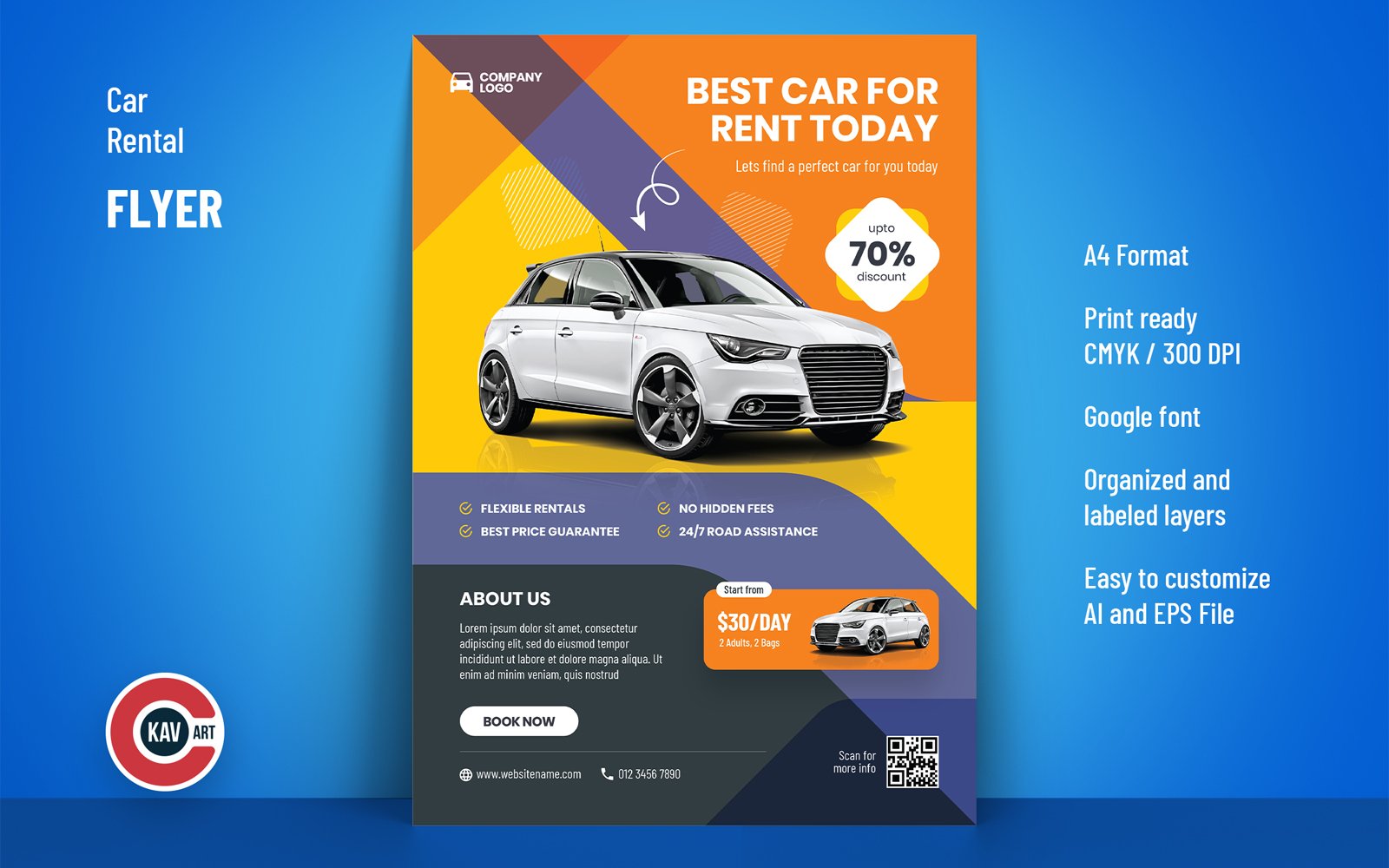 Rental Car Service Flyer Template