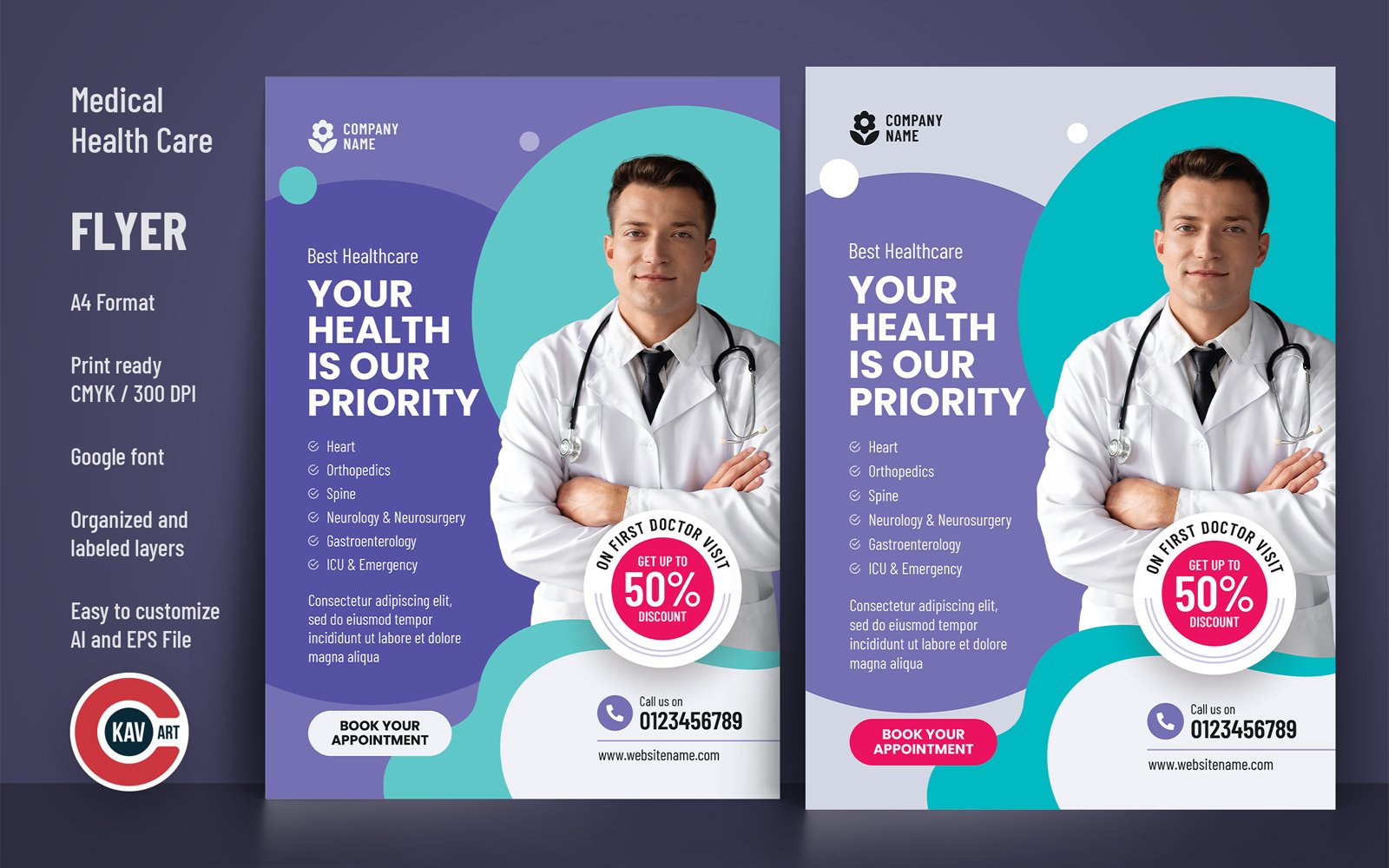 Flyer or Poster Template for Medial Health Care - 00200