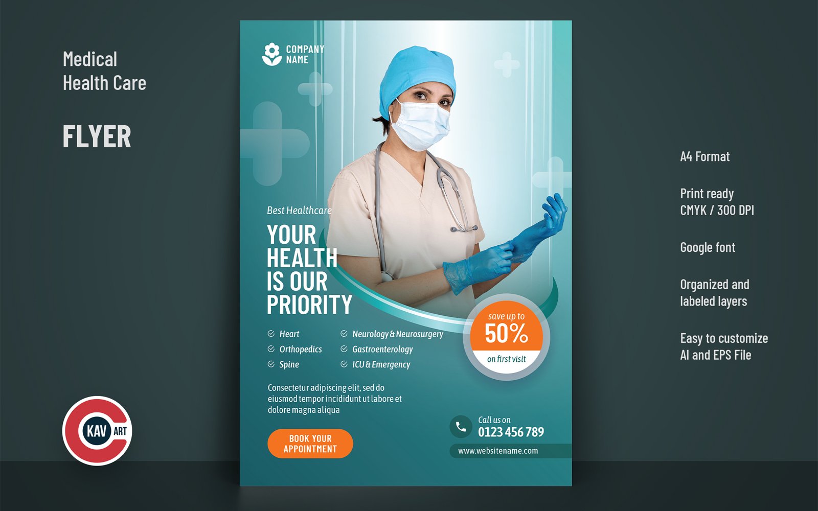 Flyer or Poster Template for Medial Health Care - 00202