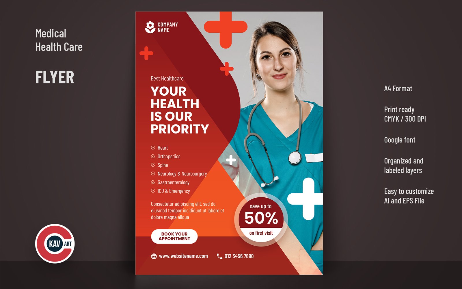 Flyer or Poster Template for Medial Health Care - 00203