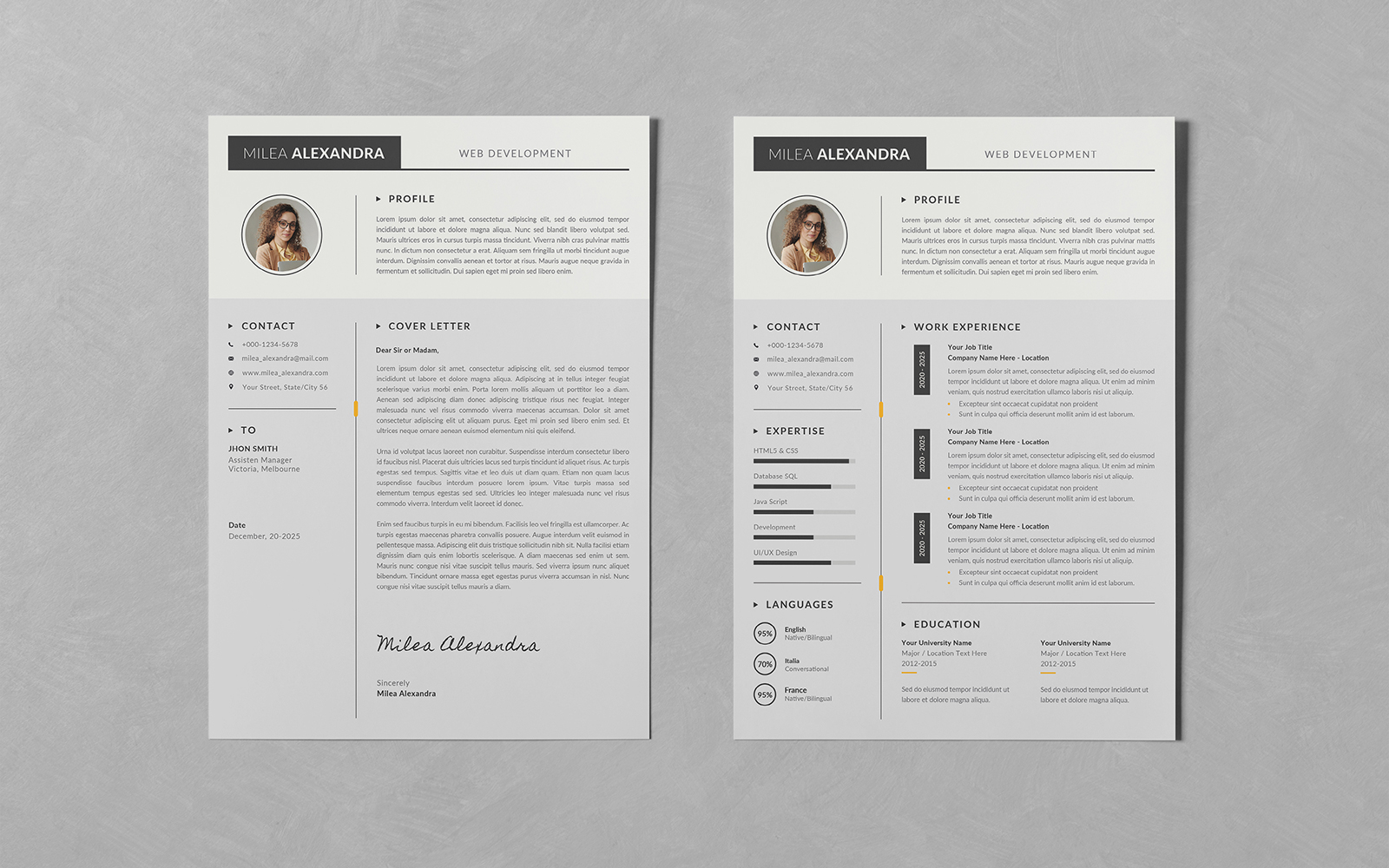 Clean Minimalist CV/Resume Design PSD Templates