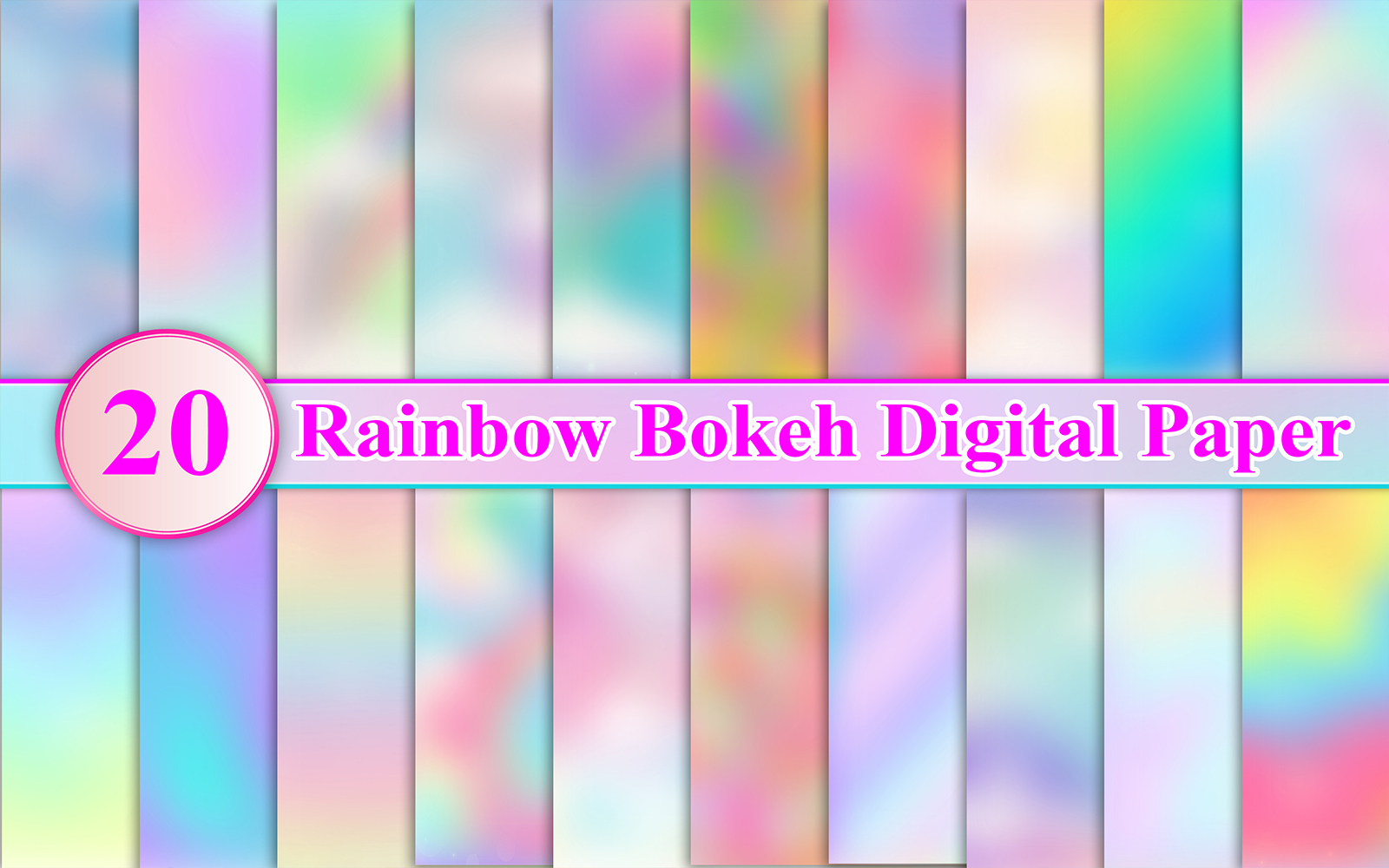 Rainbow Bokeh Digital Paper Set