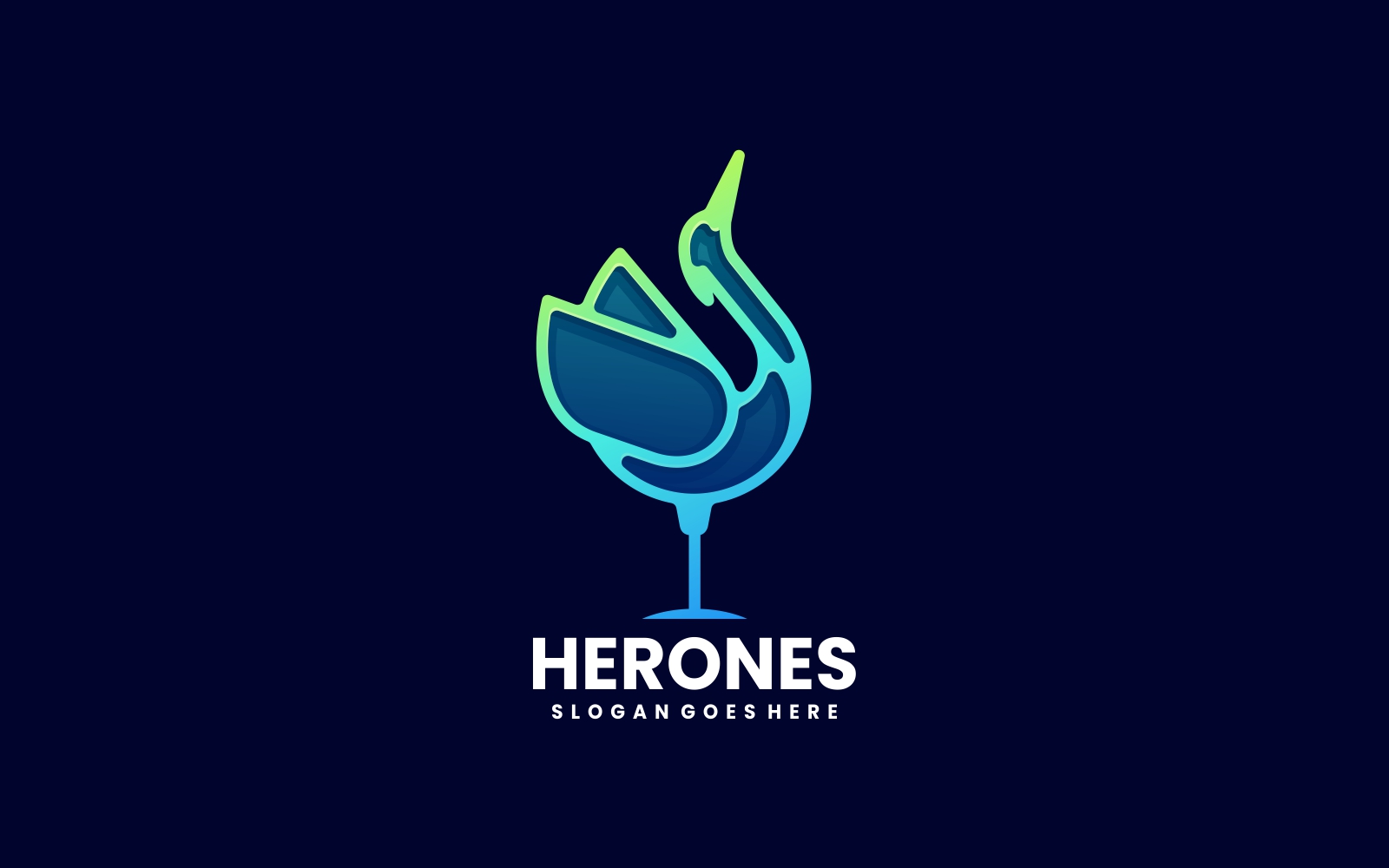 Heron Line Art Gradient Logo Style