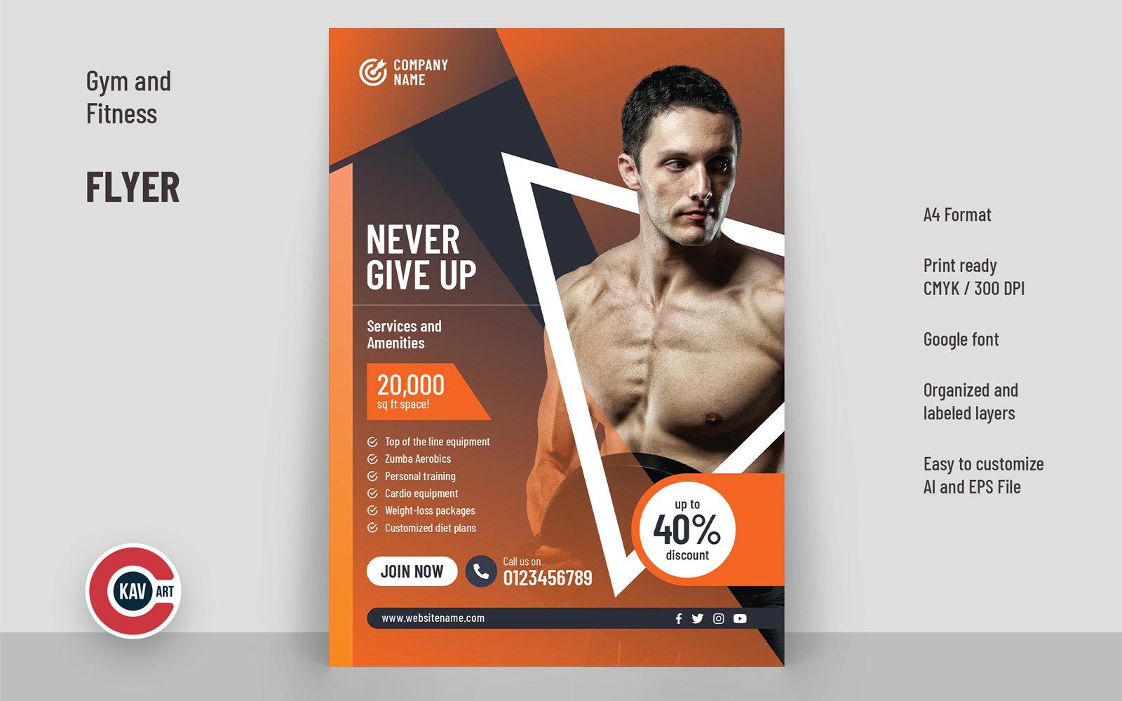 Gym and Fitness Flyer or Poster Template