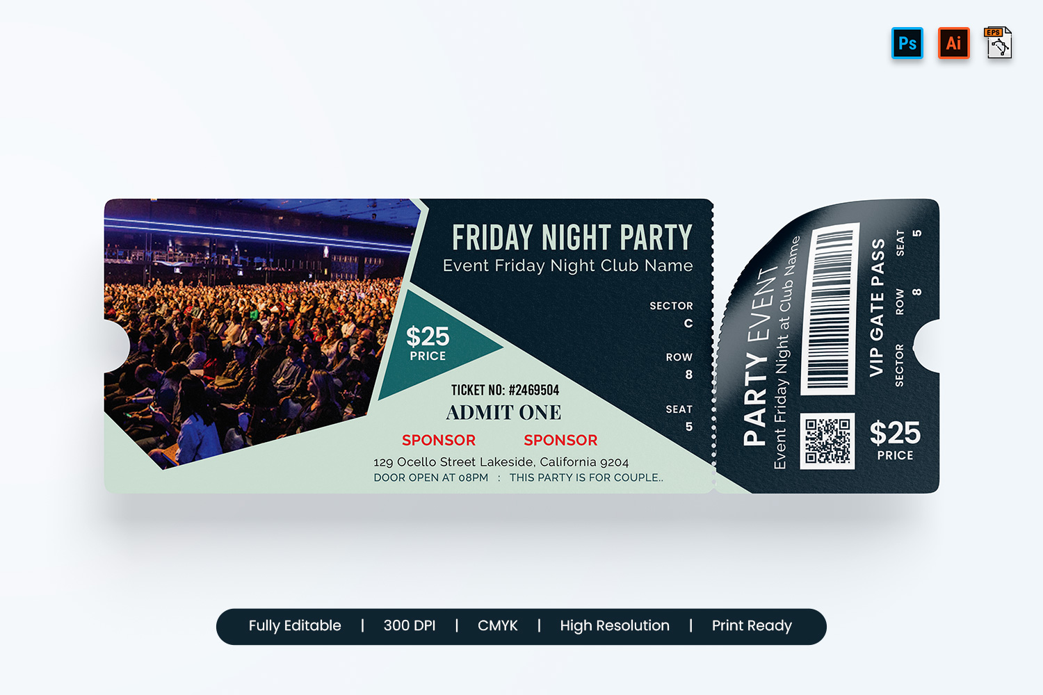 Event Ticket Printable Template