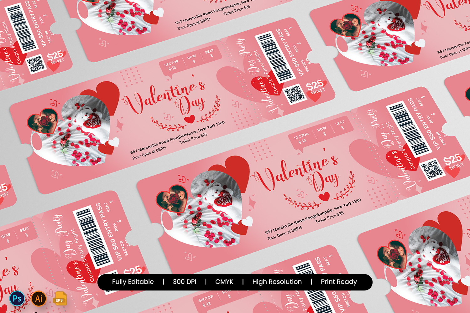Valentine Day Party Ticket Template