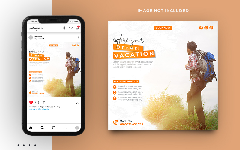 Tourism Social Media Post Banner Template Design