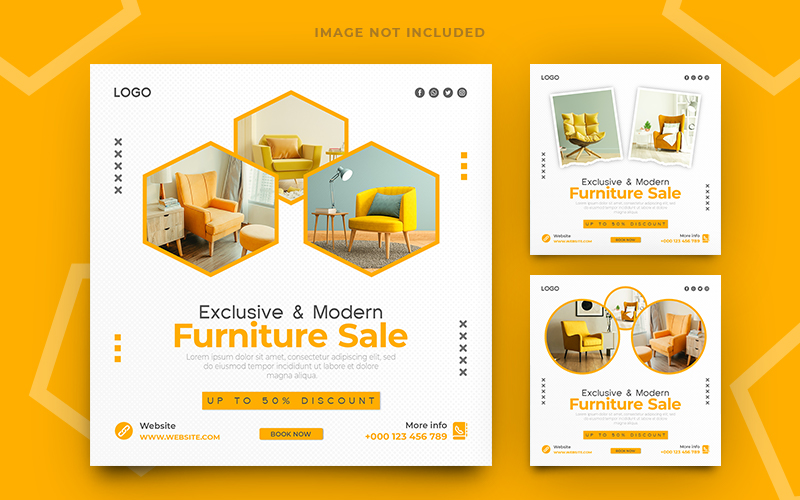Furniture Sale  And Interior Social Media Post Banner Set Templates