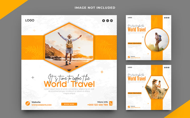 Travel And Tour Social Media Post Banner Collection Template Design