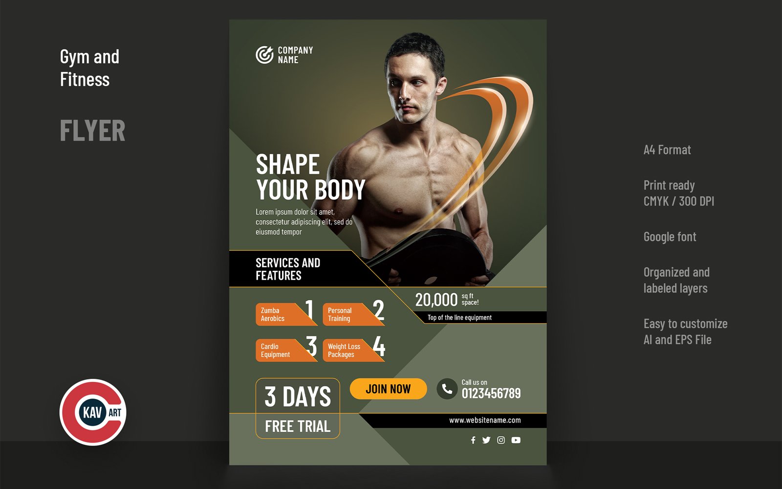 Gym & Fitness Product Flyer Template - 00232