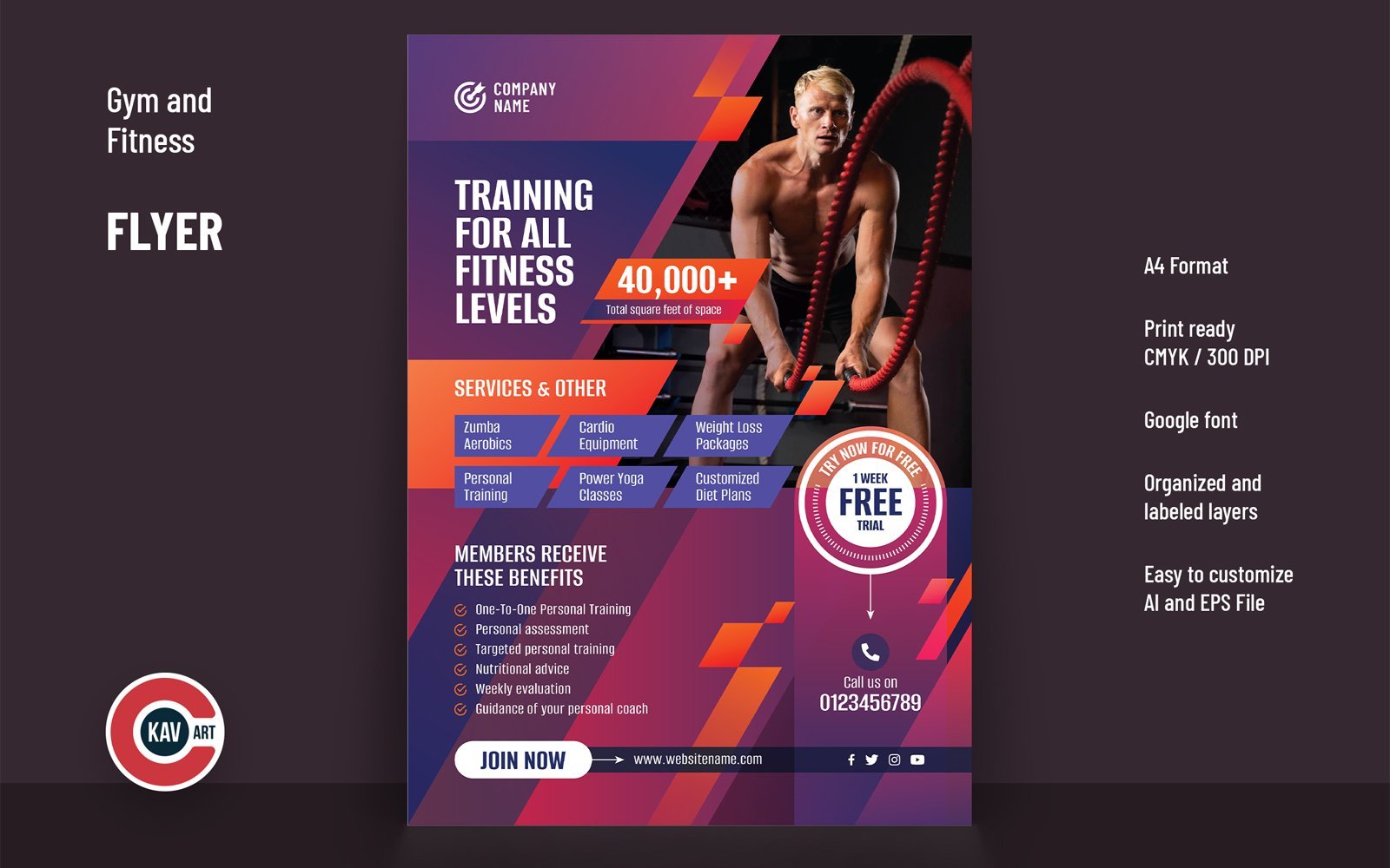 Gym and Fitness Product Flyer Template - 00233