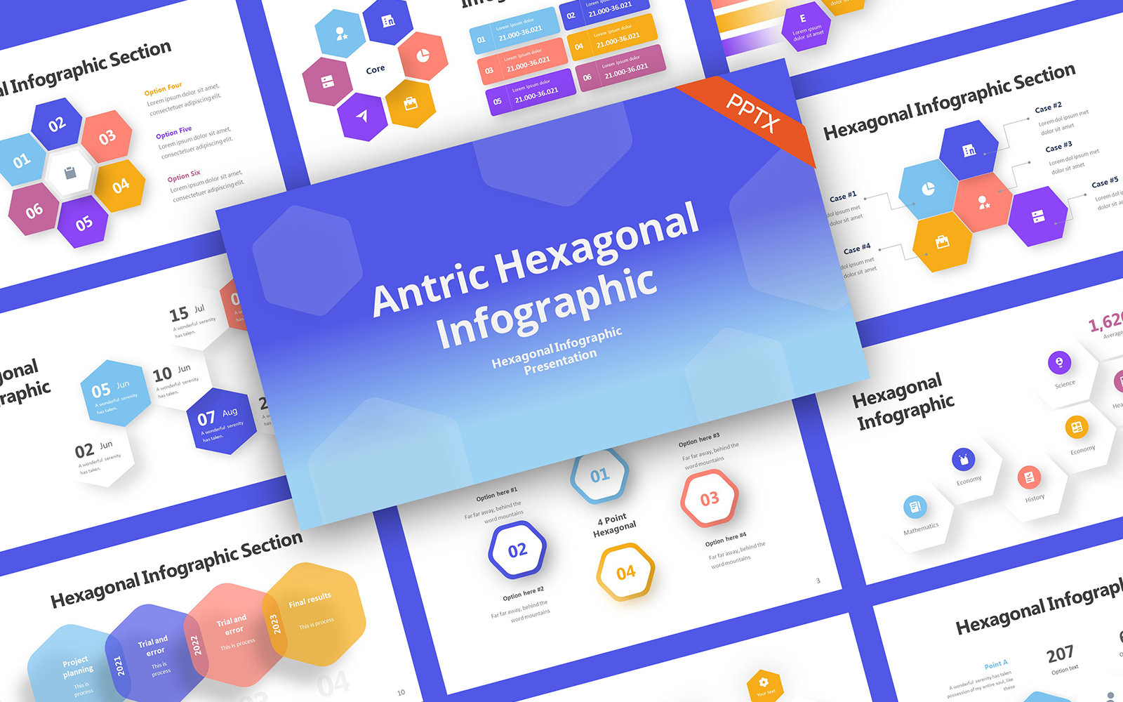 Antric Hexagonal Infographic PowerPoint Template