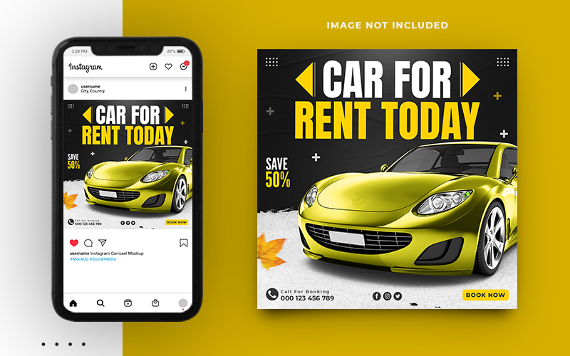 Rental Car Social Media Instagram Post and Web Banner Template